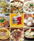 Top Shelf Electric Noodle Maker Multifunction Dough Press With Dual 3Mm 9Mm Cutters 18Cm Width showcased among various pasta dishes.