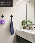 Matte Black Stainless Steel Towel Coat Hook Wall Mounted Rock Solid 304 Stainless Steel Robe Hook For Bathroom Kitchen Closet Cabinet And Door Hanger Round Design 2 Pack in bathroom