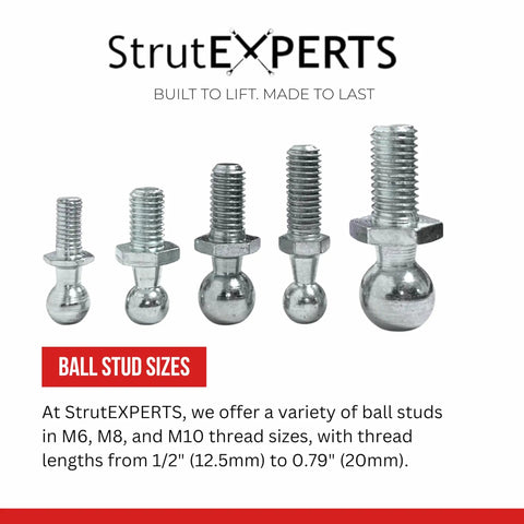 M6 Ball Stud 10mm 3 Eighths Inch Gas Spring End Fitting For Lift Supports One Half Inch Thread Length Zinc Plated Steel Ball Joint Replacement For Cabinet Toolbox Storage Box 4 Pack ball stud sizes in zinc plated steel