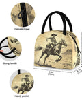 Skeleton Horse Desert Vintage Insulated Lunch Bag For Women And Men, featuring durable exterior and zipper detail