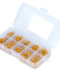 500 Piece Ceramic Capacitor Kit With 10 Value Assortment From 0.1uF To 10uF, 50V, Tolerance 10 Percent in a plastic case