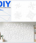 Kickass 12 Pack Hexagon Acoustic Panels For Walls arranged creatively on a wall with scissors and DIY instructions.
