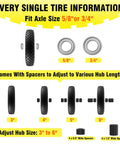 Flat Free 4.80 4.00 8 Inch Wheel And Tire For Wheelbarrows And Hand Trucks, hub spacers and bearing sizes, outdoor use details