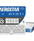Top Notch MERV 13 Air Filter 20x20x1, 4 Pack, Actual Size 19.75x19.75x0.75, Traps Dust Pollen Pet Dander Smoke For Allergies In Your HVAC Furnace Made In USA, front view