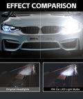 Effect comparison of 194 car LED light bulbs with original headlights on a vehicle