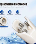 Close-up of replaceable electrodes for Slick Digital 5 In 1 Pool Water Tester, designed for durability and corrosion resistance.