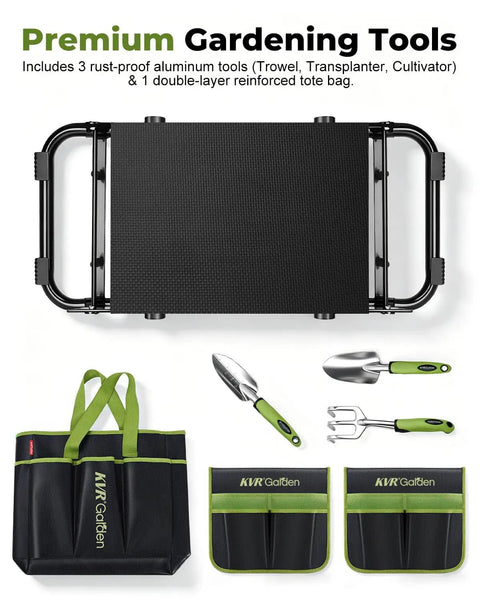 garden tool set with stool Garden Stool And Kneeler 7 Pc Set