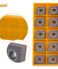 10 Pack CNMG 431 Carbide Turning Inserts TiN Coated for Steel Semi Finishing and Cast Iron in yellow tray