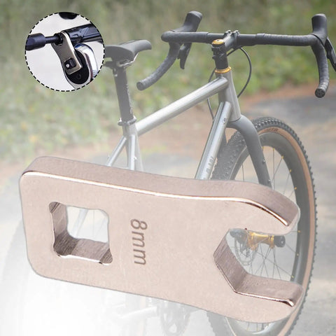 Totally Dead Nuts Precise 8mm Cycling Disc Brake Wrench And Cable Adjuster Tool with hexagon design on a bike.