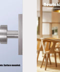 Heavy Duty Zinc Alloy Dummy Door Knobs With Brushed Nickel Finish Universal Decorator Interior Handles Quick Install Nonlocking Hardware side view on white door.