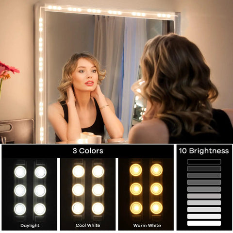 LED Vanity Lights for Mirror Hollywood Style Strip with Adjustable Color Temperature and Brightness USB Powered