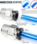Pneumatic Straight Push To Connect Fittings One Half Inch Tube Outer Diameter To Three Eighth Inch NPT Thread Copper And Plastic
