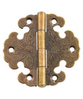 Decorative design on Two Pack Antique Iron Sheet Hinges With Soft-Close Damping For Retro Outward-Opening Wardrobes And Furniture In Bronze