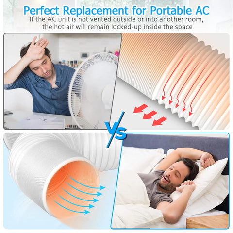 Portable AC Exhaust Vent Hose 5.1 Inch Diameter And 80 Inch Length With Counterclockwise Thread, Replacement For Cracked Or Leaking Hoses