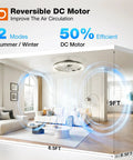 Versatile 20 Inch Low Profile Ceiling Fan With Smooth Dimmable Light And No Sweat Smart Remote Control Knockout Fandelier indoor air circulation illustration.