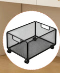 Smooth Rolling Storage Cart With Heavy Duty Iron Construction And Open Shelves Ideal For Office Organization Kitchen Utility Or Art Supply Sorting, black wire cart with wheels.