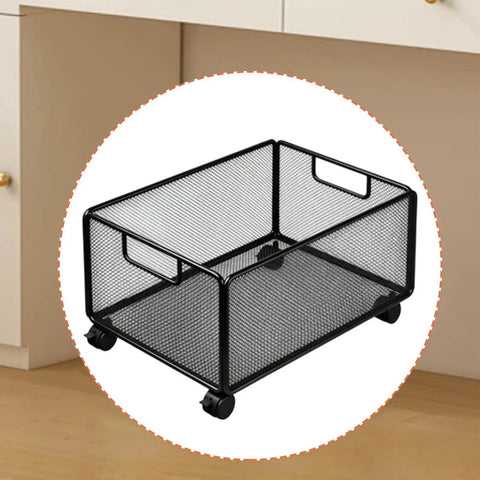 Smooth Rolling Storage Cart With Heavy Duty Iron Construction And Open Shelves Ideal For Office Organization Kitchen Utility Or Art Supply Sorting, black wire cart with wheels.