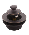 Lift And Turn Bath Drain Plug Kit With Two Hole Overflow Faceplate In Oil Rubbed Bronze, Durable Brass Hardware, shown in detail
