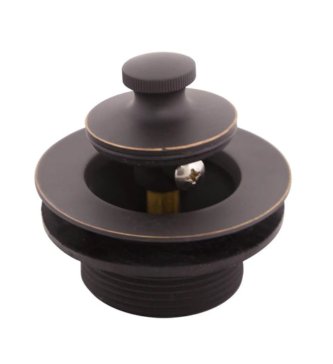 Lift And Turn Bath Drain Plug Kit With Two Hole Overflow Faceplate In Oil Rubbed Bronze, Durable Brass Hardware, shown in detail