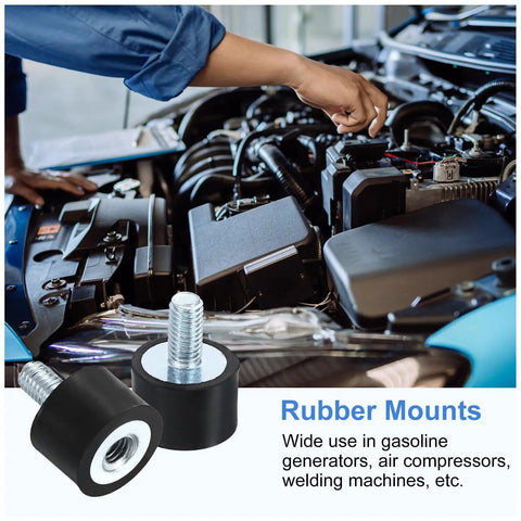 M5 Rubber Mount Isolator 15x10mm Cylindrical Anti Vibration Dampener With Lock Nuts For Auto Bobbin Generator And Air Compressor Setups Zinc Plated M5 Thread Size For Easy Fit And Secure Lock Nuts on car engine