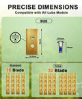 Precise dimensions of Top Shelf Titanium Coated Replacement Blades For Robotic Lawn Mowers Universal Fit For Luba And Yuka Models.