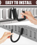 Heavy Duty E Track Hooks Set Built Tough, 8 Piece J Hook And Double Hook Steel Hangers For 2 Inch And 4 Inch Rails installation