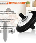 Durable Dryer Repair Kit For LG And Kenmore Includes 4581EL2002C Drum Roller Assembly, close-up of black and white roller component.