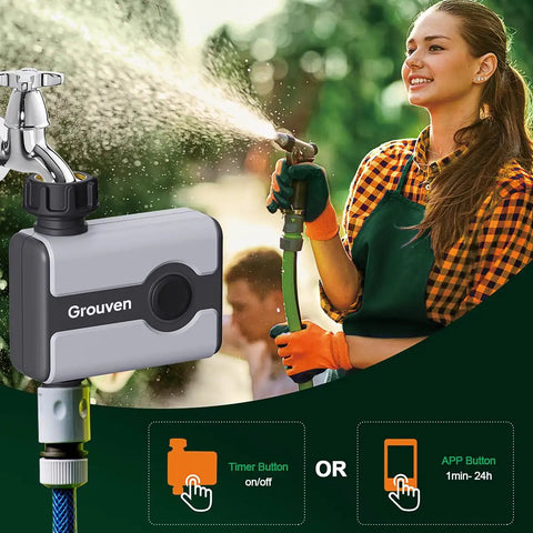WiFi Sprinkler Timer With Brass Inlet For Outdoor Lawn And Garden App Control Remotely Via 2 4 GHz WiFi Or Bluetooth