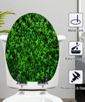 Elongated green moss old concrete wall green moss nature dark Toilet Seat showing green moss design and metal links for easy install.