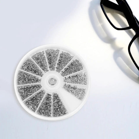 Stainless Steel Miniature Screw Nut Repair Kit For Eyeglasses And Watches With Precision Screwdriver Handy Portable On The Go Repair Set