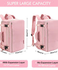 Women Travel Backpack Your Go To Airline Approved Carry On Waterproof Hiking Bag With 16 Inch Laptop Compartment in pink
