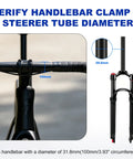 Adjustable Bike Stem 31.8mm Clamp With 100mm Or 120mm Length And 60 Degree Riser showing handlebar and fork compatibility