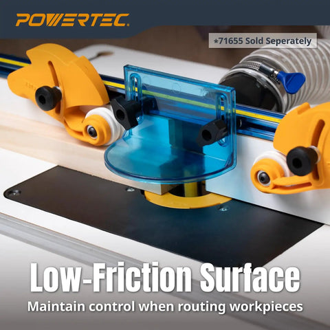 Low-friction surface of 24 By 32 Inch Benchtop Router Table With Insert Plate, Laminated MDF Surface, Reducer Rings