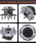 Pair Rear Wheel Bearing And Hub Assembly For Toyota Celica 2000 To 2005, Corolla 2003 To 2008, Matrix 2003 To 2008, And Pontiac Vibe 2003 To 2008 5 Lug Non ABS FWD Only shown in multiple angles