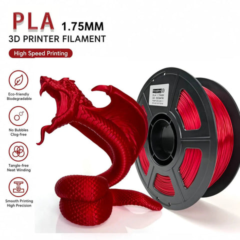 Slick Deep Red PLA High Speed 3D Printer Filament 1.75MM Smooth As Butter For Crushing Figures And Miniatures Dope Glossy Ruby Finish 1Kg Spool Legit Solid Quality For Quick Builds