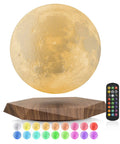Levitating Moon Lamp With Remote, 6 Inch Floating 3D LED Moon Light With 18 Colors, Magnetic Spinning Base, image of base and lamp