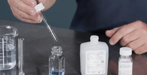 Total Hardness Water Test Kit With Drop Count Titration For CaCO3 Measuring 1 To 30 GPG Includes Reagents And About 100 Tests Ideal For Home And Lab Water Quality, pipette and glassware