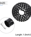 Coiled 1.5M 22mm black PE sleeve from Tube Wrap Cable Kit For Quick Cable Management 2 Pack with size detail inset