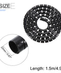 Spiral Tube Wrap Cable Kit Management Sleeve 2 Pack 1.5M Each 22mm Diameter PE Flexible Black Tangle-Free Wire Organizer