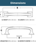 Diagram of Lombard 3 Inch Center To Center Matte Black Cabinet Handles 1 Pack showing dimensions and design.