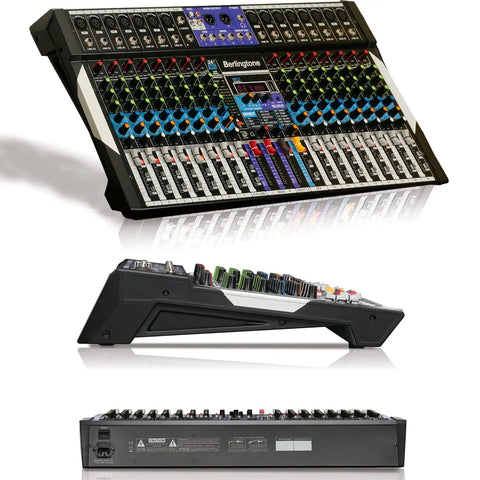 16 Channel Bluetooth Studio Audio Mixer For DJs And Home Studios, USB MP3 Player, PC Recording, 14 Mic Preamps, 48V Phantom Power