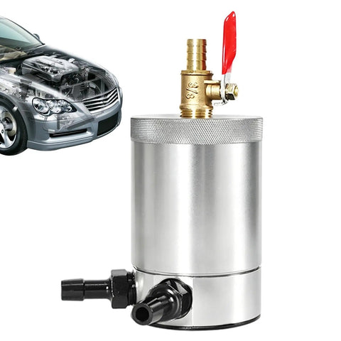 300Ml Double Port Oil Catch Can With Innovative Baffle Plate Design, aluminum, traps oily vapors for engine cleanliness.