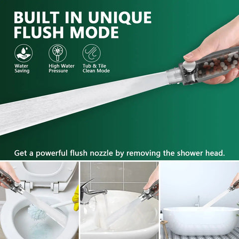 Hard Water Filtered Handheld Shower Head With 9 Spray Modes And Boss High Pressure Jet Flush Water Softener Showerhead