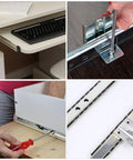 Top Notch Keyboard Slide Out Tray Rails With Drawer Track Guides 27Mm White For Office Desk And Computer Table installation process images.