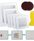 10 Pack Drywall Repair Kit For Large Holes And Small Nail Holes, 4/6/8 Inch Patches With Self Adhesive Aluminum Mesh, Scraper, And Sandpaper