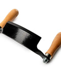Pro Grade 10 Inch Curved Draw Knife Heavy Duty Woodworking Shaving Tool with wooden handles and sharp blade for log crafting.