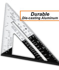 Heavy Duty 12 Inch Aluminum Alloy Triangle Rafter Square Beefy Pro Grade Carpenter Layout Tool With Easy To Read Scales for Accurate Cutting.
