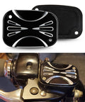 Clutch Master Cylinder Cover For Harley Touring And Glide Models, Ride Ready Front Brake Reservoir Cap, installed on bike
