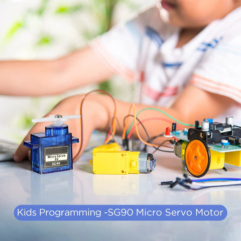 Child programming with 16 Pcs SG90 9G Mini Micro Servo Motors RC Servo Kit For Robot Helicopter Airplane Car Boat Control