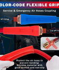 12 Ft Semi Truck Air Line Hose Assembly With Tender Spring Gladhands And Handles Durable Rubber Air Brake Hoses Kit, red and blue coded with flexible grips